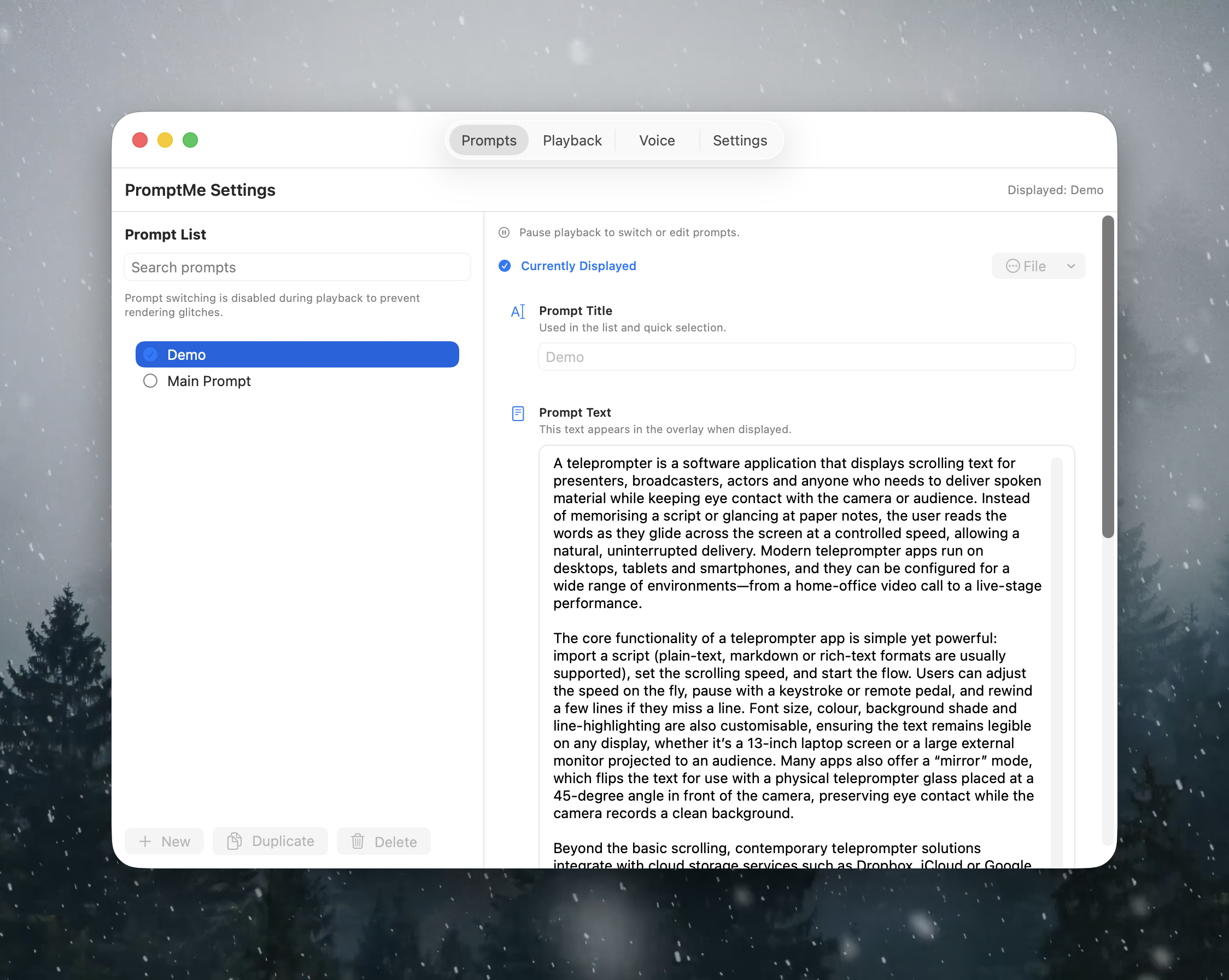 PromptMe setup flow screenshot